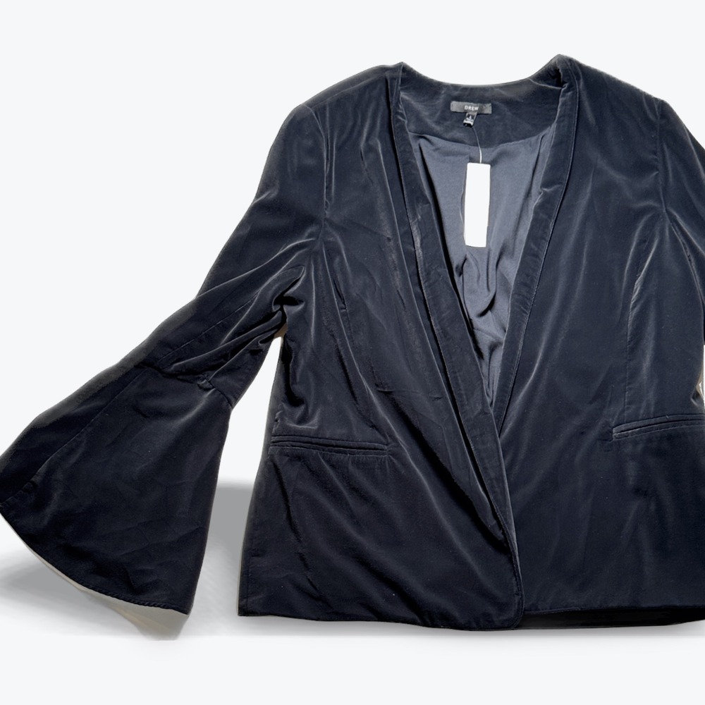 Drew Open Front Blazer Anthropologie Jacket Aria Top Velvet Bell Sleeve NWT L